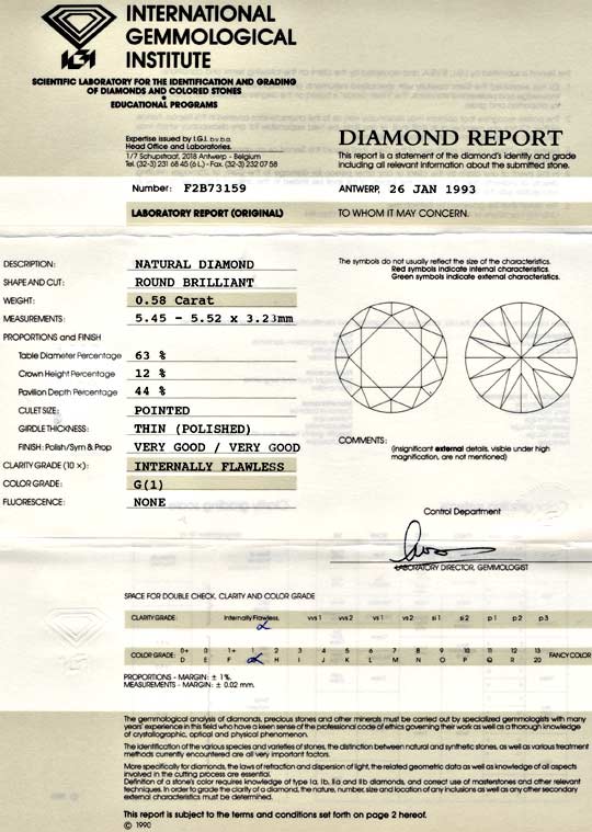 Foto 9 - IGI Diamant 0,58ct Lupenrein Top Wesselton VG/VG, D5626