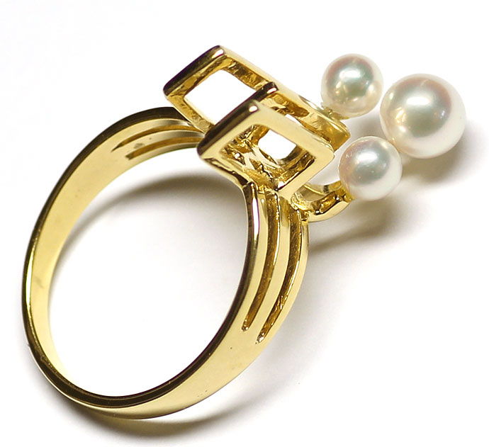 Foto 3 - Ausgefallener Designer-Zuchtperlen Ring in 14K Gelbgold, R8489