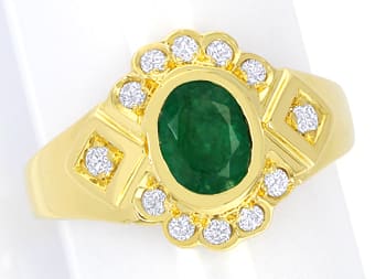 Foto 1 - Exquisiter Smaragd Goldring mit Brillanten, S5631